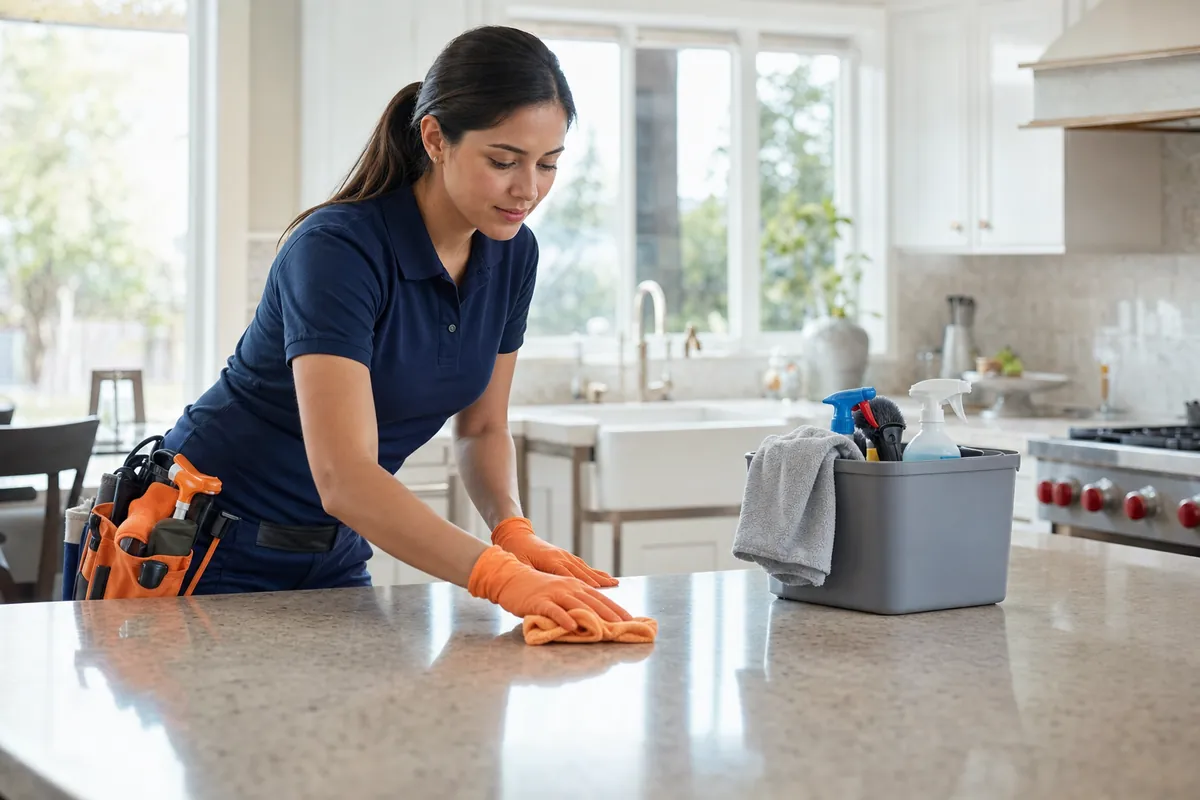 Cleaning professional at work
