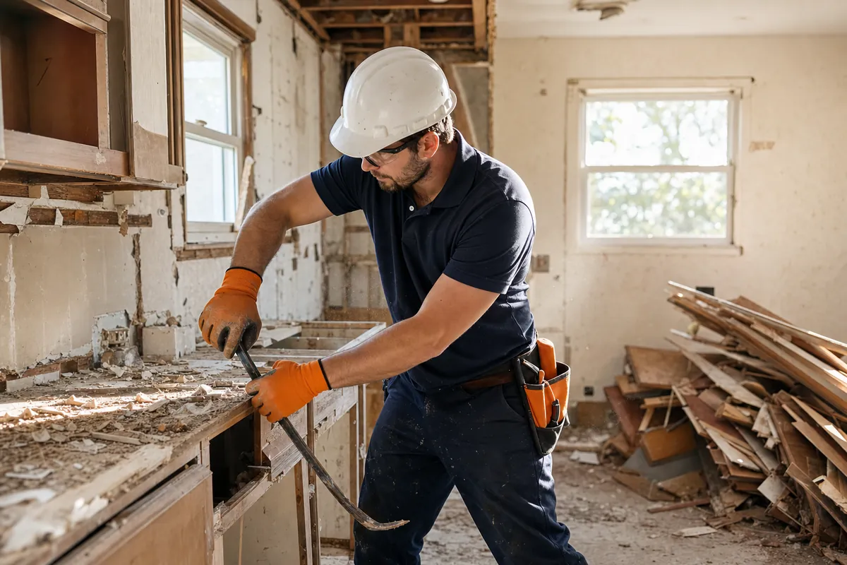 Demolition professional at work