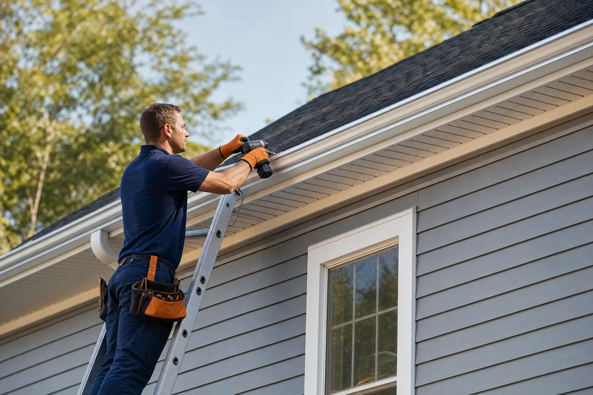 Gutters professional at work