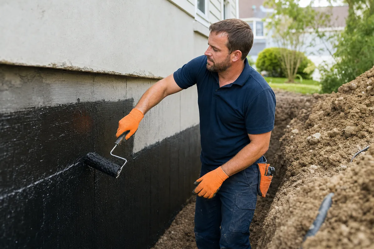 Waterproofing professional at work