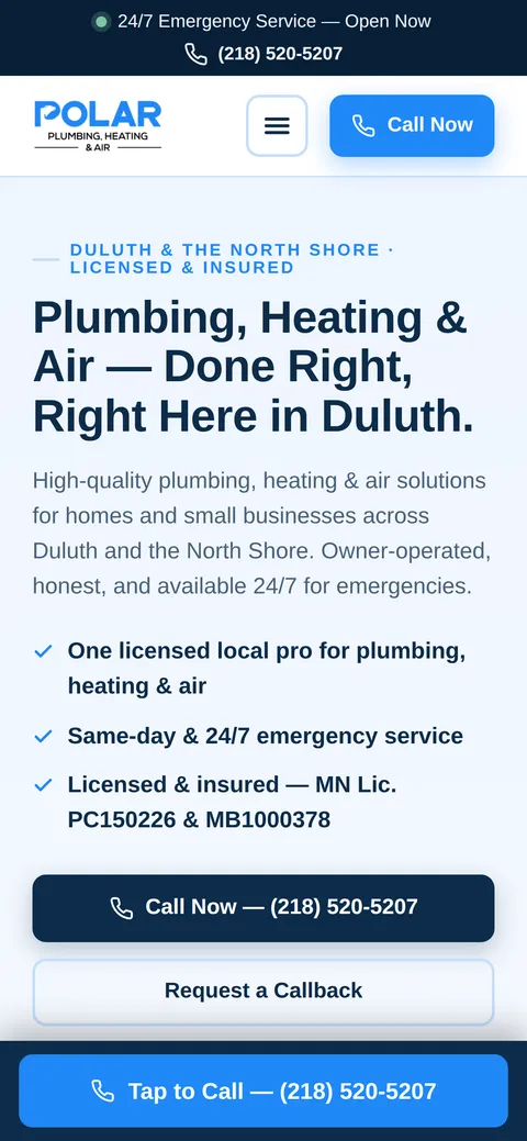 Polar Plumbing, Heating & Air on mobile